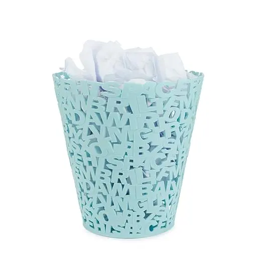 Waste Paper Basket Turquoise Colour Paper Basket Original Letters Design Plastic 6