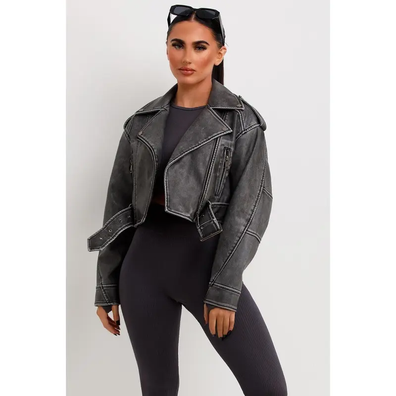 Faux Leather Jacket Grey 6