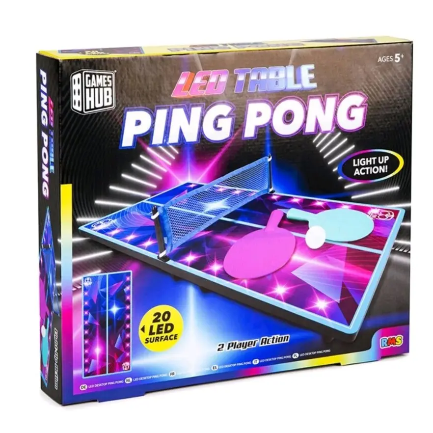 Tabletop Ping Pong Light Up Action, Play Surface includes 20 LED Lights, For Ages 5+