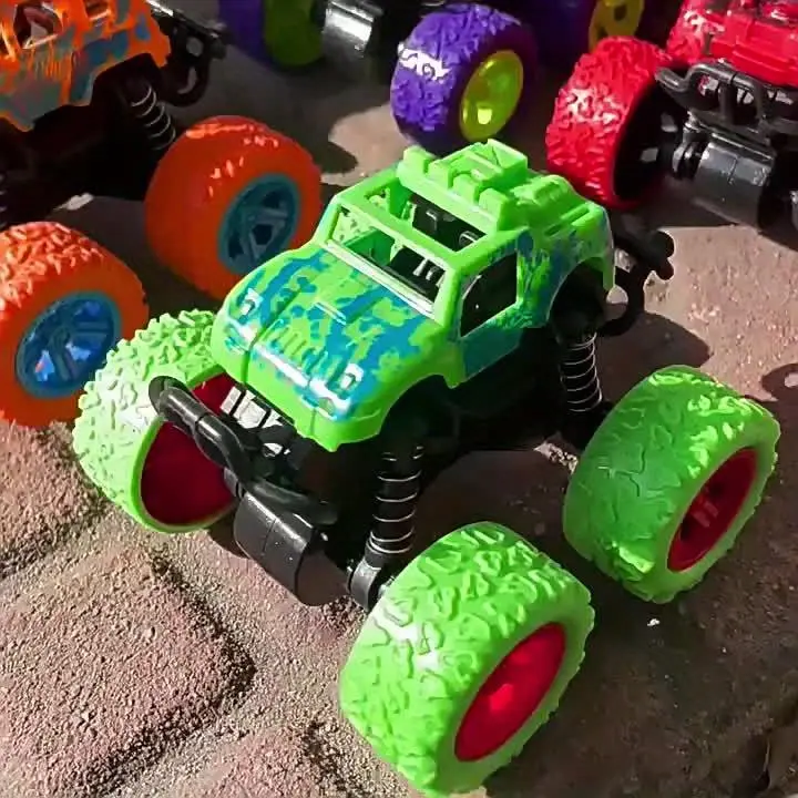 Monster Truck Playset - Set of 4 Inertia-Driven Vehicles, 360° Stunt Rotation Off-Road Toys, Durable Impact-Resistant, Dual-Direction Friction Powered Trucks for Kids, Perfect for Birthday and Halloween Gifts - Suitable for Ages 3-6 Years 7