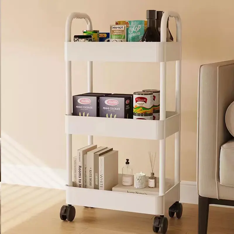 Multi-tier Trolley on Wheels Kitchen Storage Utility Cart with Shelves Rolling Organiser Rack 2