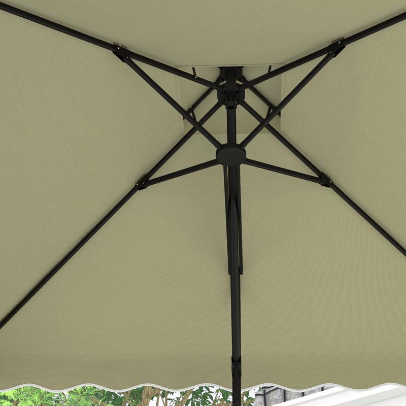 Outsunny 2.5m Square Double Top Garden Parasol Cantilever Umbrella with Ruffles, Beige 7