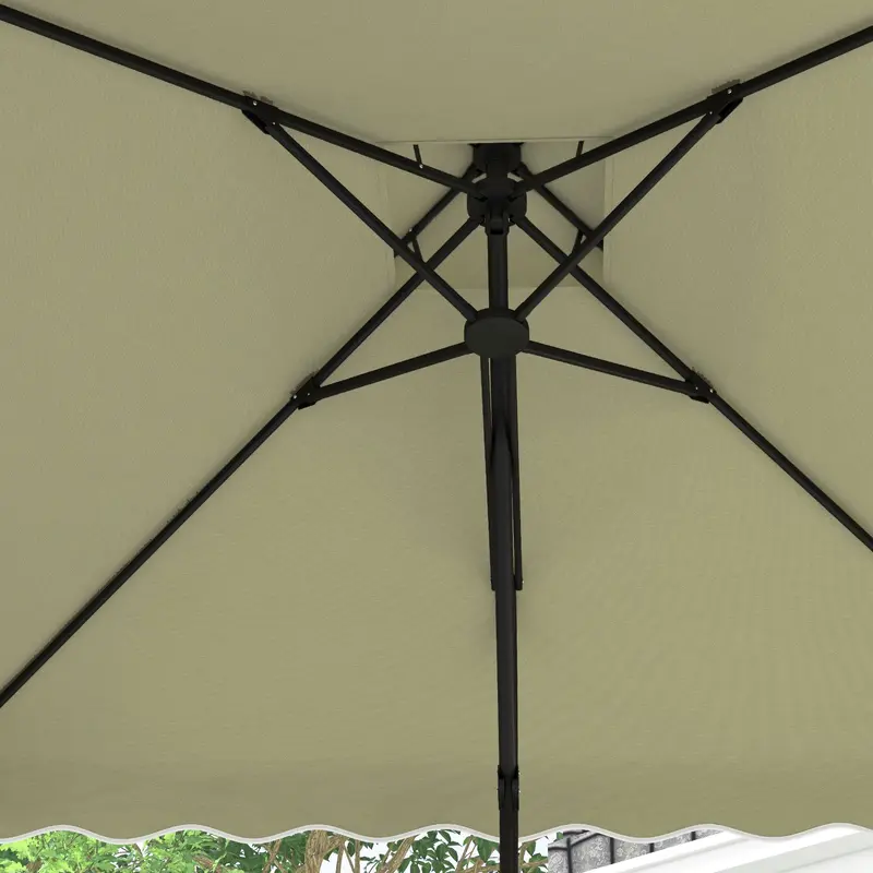 Outsunny 2.5m Square Double Top Garden Parasol Cantilever Umbrella with Ruffles, Beige 7