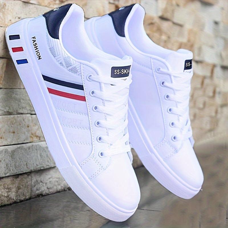Product Introduction of All-Season Men's Striped Lace-up Sneakers - Breathable PU, Durable PVC Sole, Casual Comfort Fit Closed Sports Shoes Sports Shoes Training Trainer Runner Running Boy Athletic Footwear Walking Shoes 0