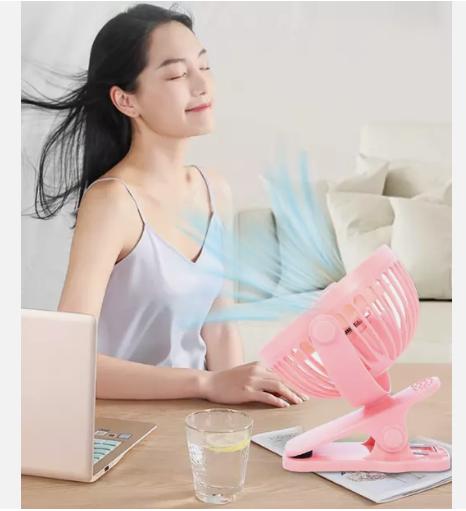 USB Rechargeable 3 Speeds Mini Cooling Fan Clip On Desk Baby Stroller Portable 1