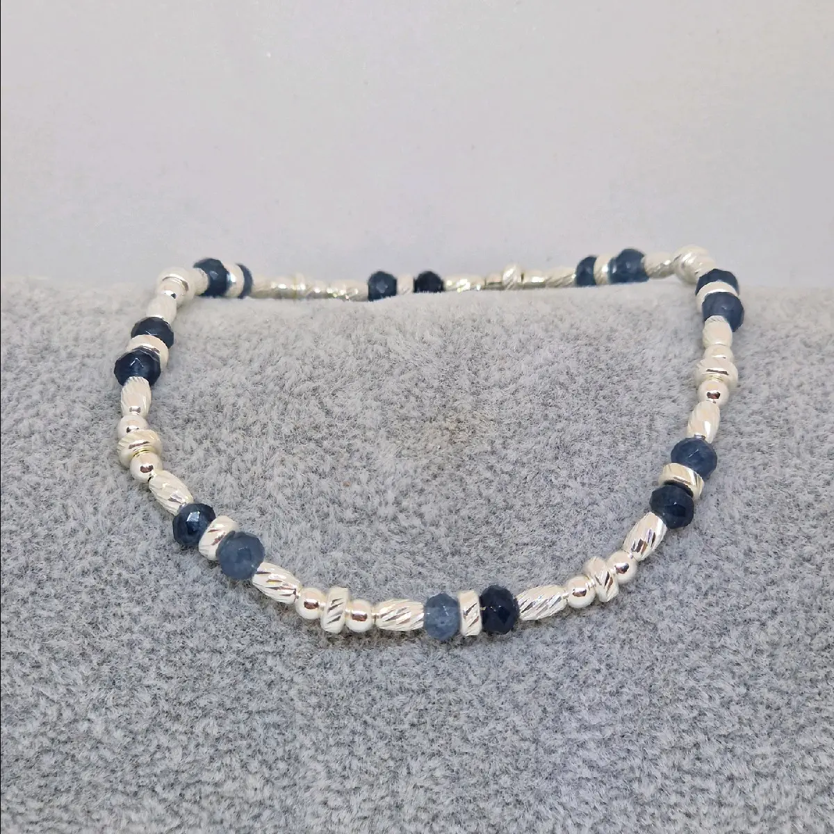 Lapis and sterling silver Stacker bracelet