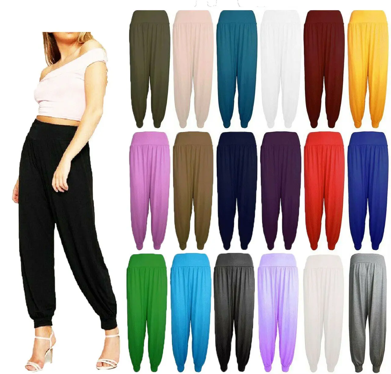 " Ultimate Comfort!  Ladies Full-Length Harem Pants  | Baggy, Stylish & Effortlessly Chic!  #AliBabaPants #OOTD #ComfortStyle" Casual Fabric