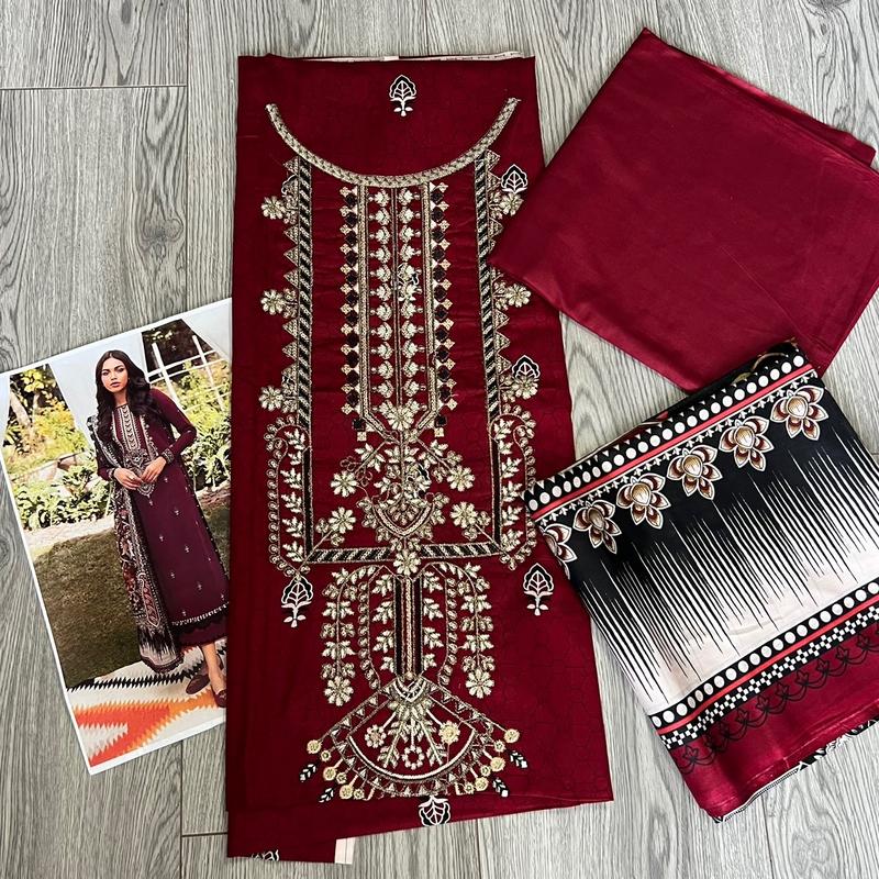 Embroidered lawn 3 piece. Lawn dupatta. Unstitched. Pakistani/Indian summer outfit. Casual. 5