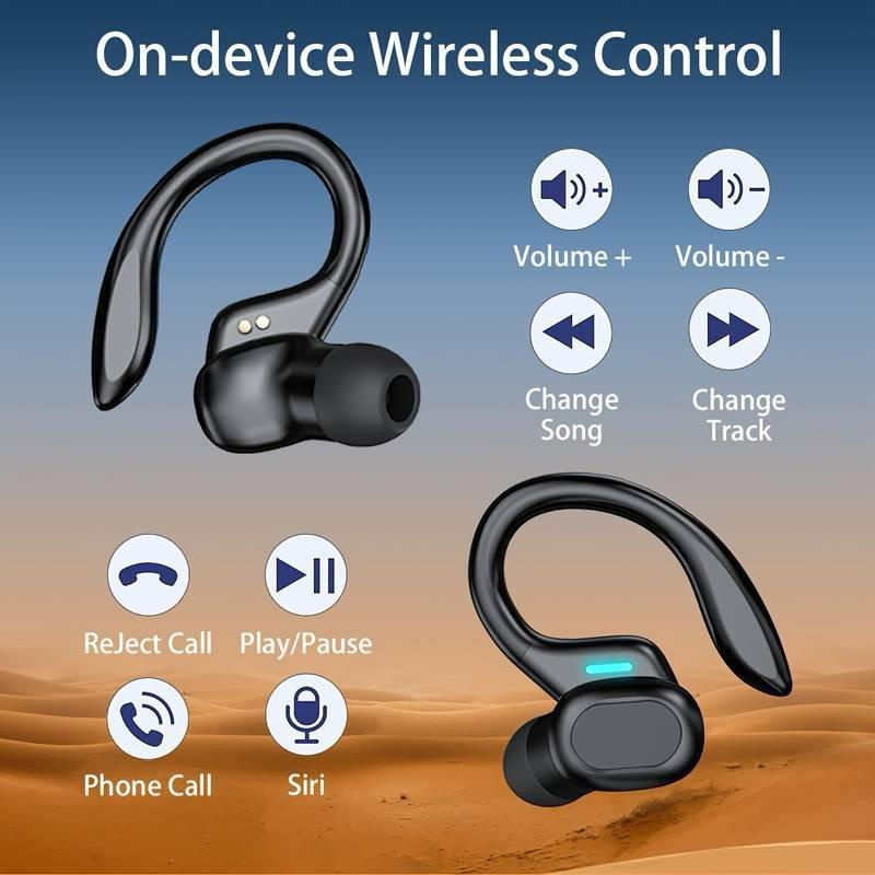 Product Introduction of wireless Earbuds Bluetooth Headphones with earHooks, Led display, Long Battery life ,Hifi sound quality with super stylish design,Compatible With iPhone and samsung Audio Charging Headset Chargeable Electronic 4