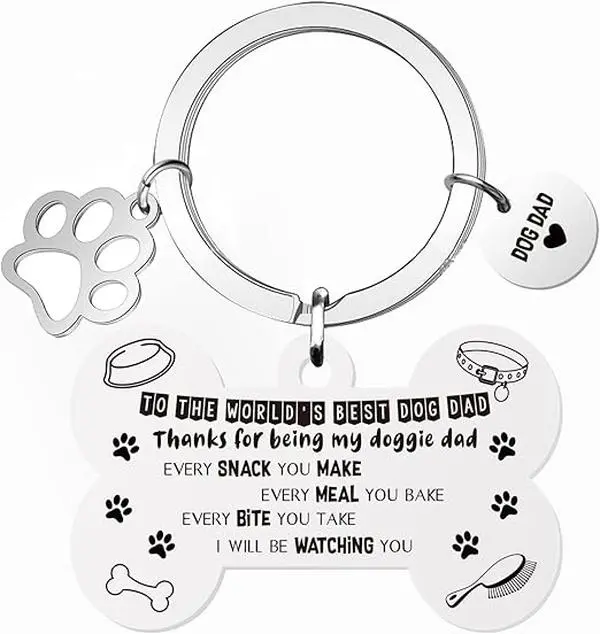 Dog Dad Gifts Keyring, Funny Father's Day Gifts Cards from The Dog, Best Dog Dad Father Gifts to Dad, Dog 0