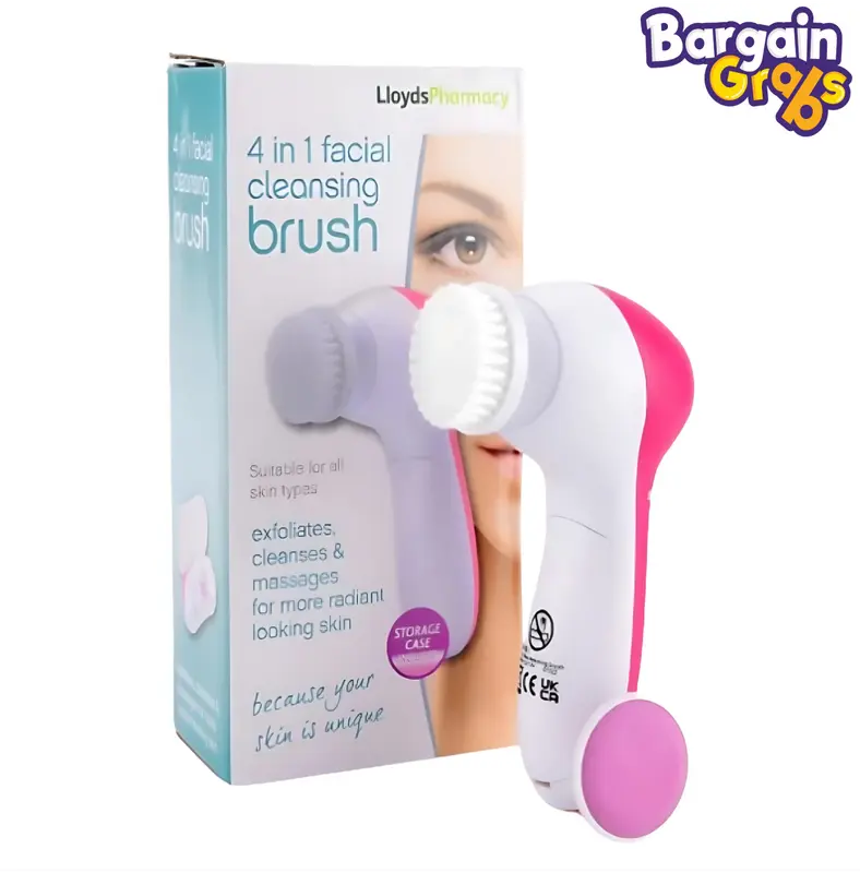 Lloyds Pharmacy 4 in 1 Skin Cleansing Face Brush - NEW - 4 Interchangeable Heads Multifunction Face Cleaning Exfoliating Pores Cleanse Facial Comfort 0