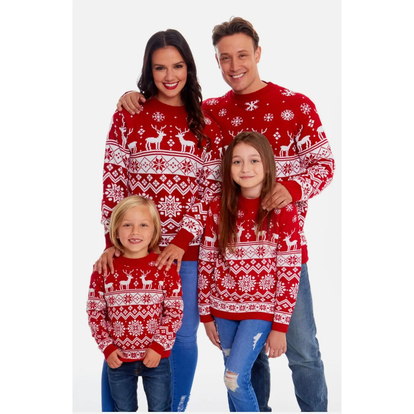 Unisex Ladies Men Kids Crew Neck Family Christmas Jumper Womens Knitted Xmas Fancy Parties Long Sleeve Sweater Top