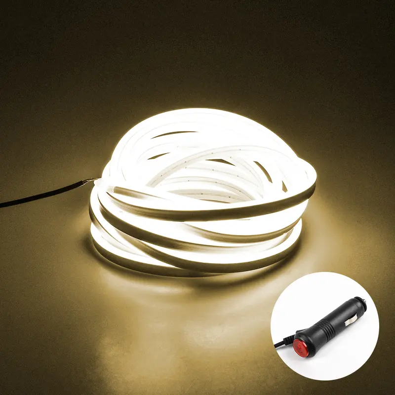 LED Light Bar Upgrade Kit, Car Trunk LED Light Interior Accessories Warm Light White Blue Red  Light Magnetic Cigarette Universal 5M Magnetically Controlled With Manual Switch, Suitable for All Car Models with Cigarette Lighter Interface 1