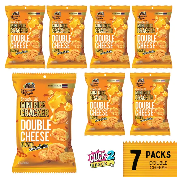 Younger Farm 7-Pack Mini Rice Crackers Snack Crispy crisps 60G X 7 - Made from 100% Thai Sticky Rice, Gluten Free, Halal Certified 1
