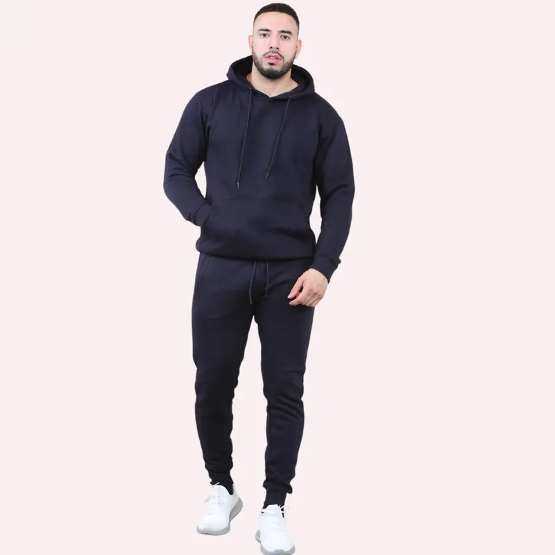 Men's 2pcs Solid Pocket Hoodie & Drawstring Waist Sweatpants Men's 2pcs Solid Pocket Hoodie & Drawstring Waist Sweatpants