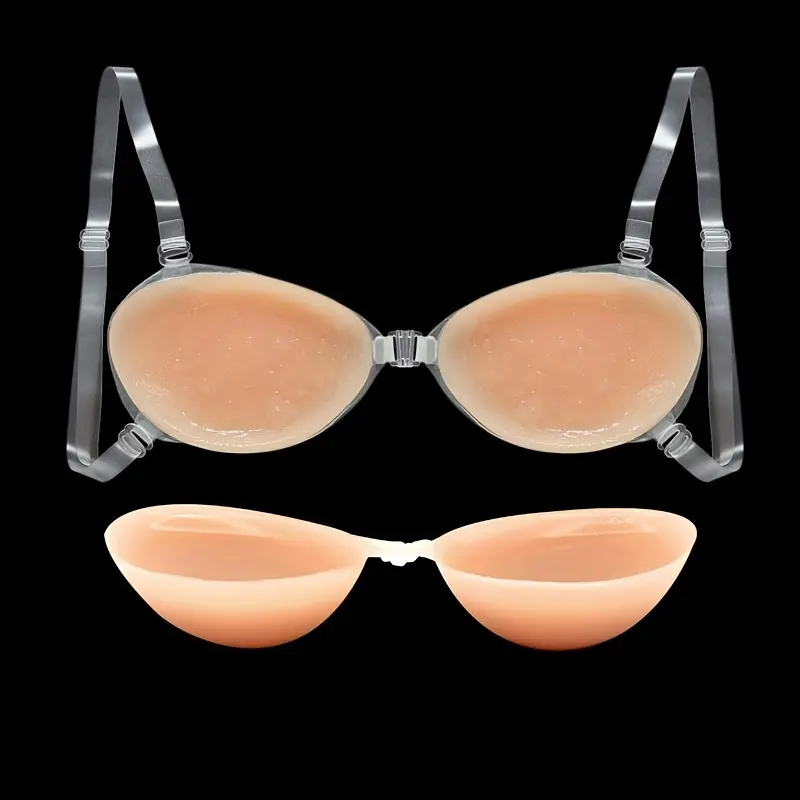 Double Silicone Invisible Strapless Bra with Self-Adhesive Backless Push-Up Cover - Women's Underwear and Lingerie Accessories