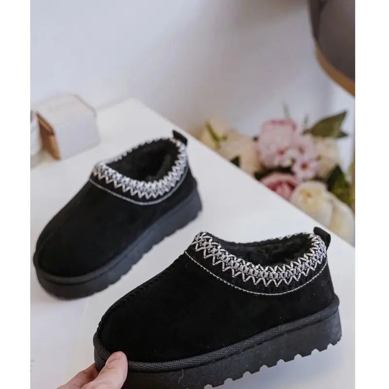 Kids Childrens Viral Faux Fur Lined Slippers Warm Winter Shoes 1