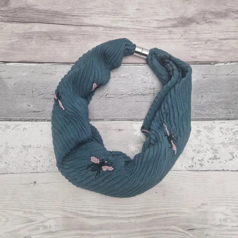Recycled Plastic Bottles "Eco" Neck Scarf with a Bee Print in 2 colours 3