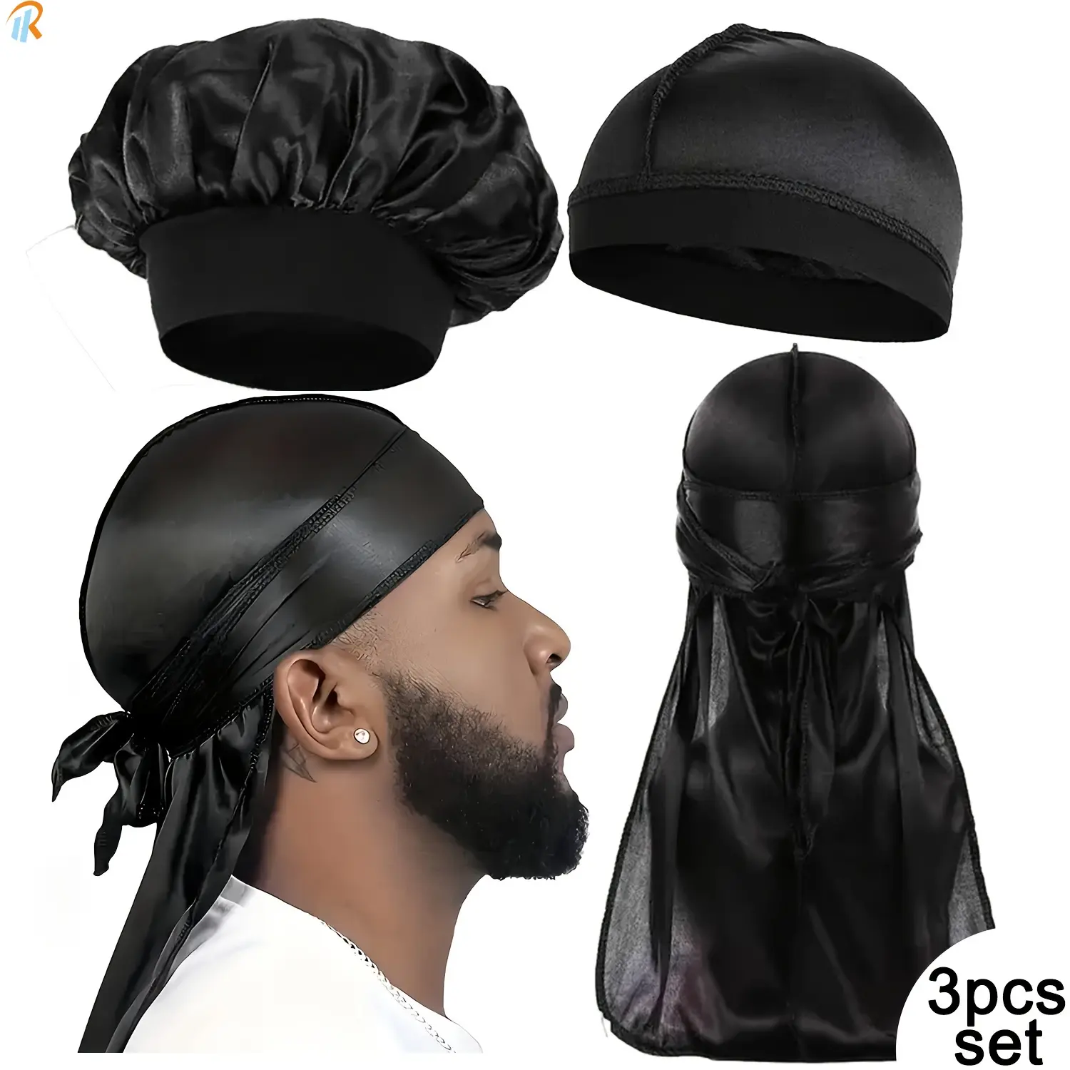 MILAN GOLD Set of 3 Men's Silky Durags, Bonnets & Dome Hats - Exceptionally Comfortable and Breathable, Ideal for a Restful Night's Sleep. The silky material not only feels great against the skin but also promotes air circulation,