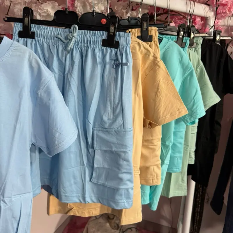 [OSCK] Cargo Boys Tie String Shorts & T-Shirt Set
