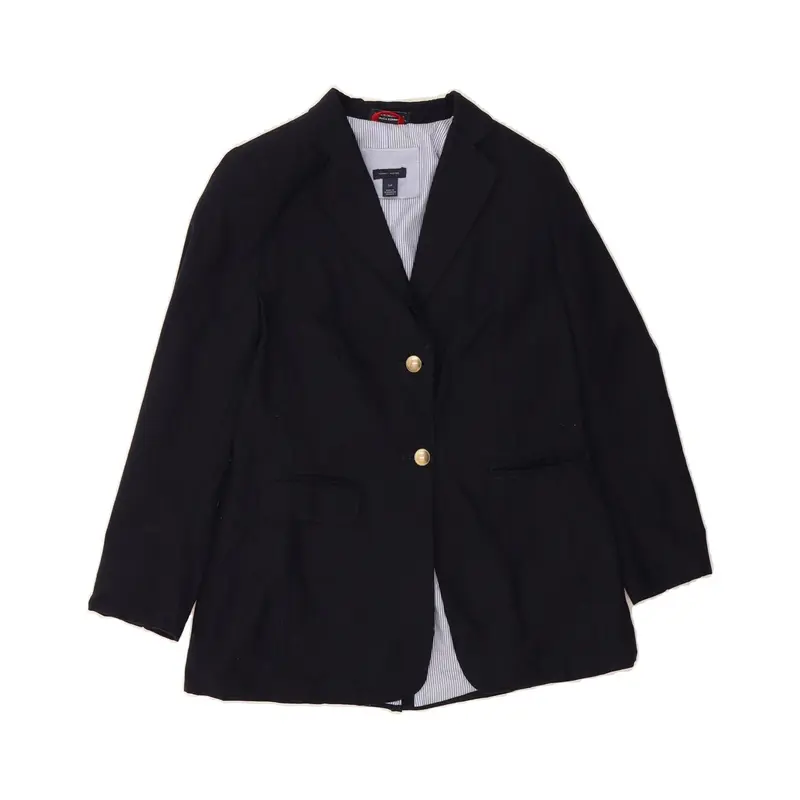 Pre-Owned Vintage TOMMY HILFIGER Womens 2 Button Blazer Jacket UK 10 Small Navy Blue 0