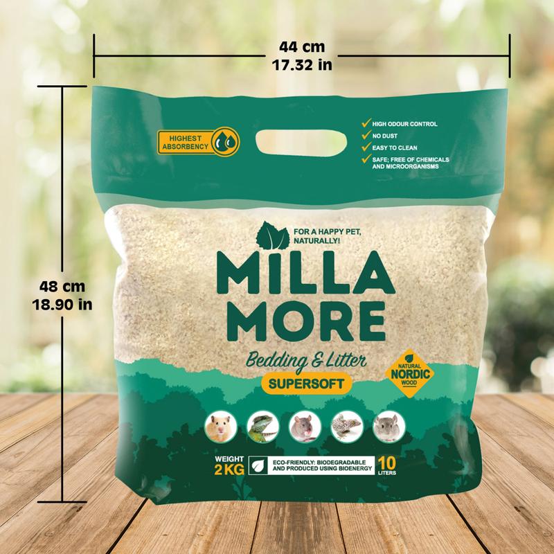 Millamore Supersoft Bedding and Litter 10L - Hamster - Mice - Rat - Degu - Chinchilla Litter - Natural - Odor Control - Extra Absorbent 3