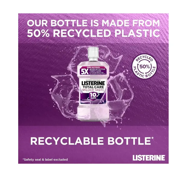 Listerine Total Care Milder Taste Zero Alcohol Mouthwash (500ml) – 10-in-1 Benefits for Fresh Breath & Oral Care Daily 2