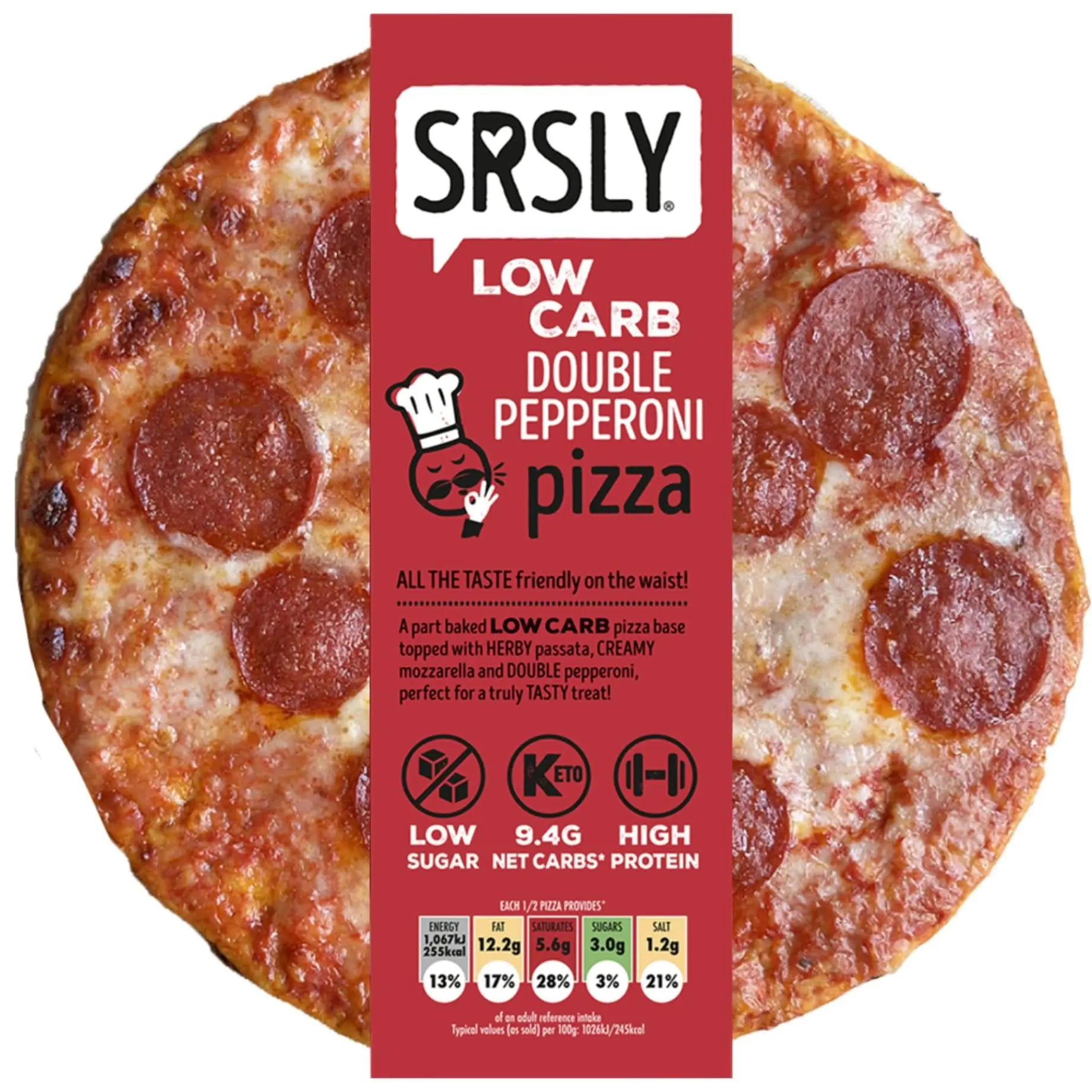 SRSLY Low Carb Double Pepperoni Pizza - Delicious and Healthy Kitchen Pizza