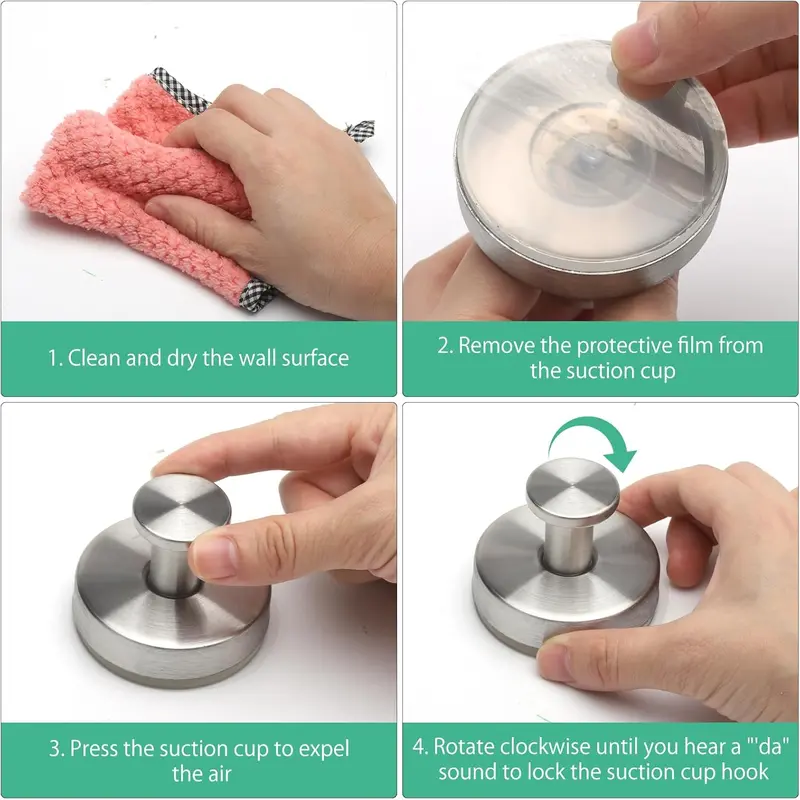 2 Pcs Vacuum Suction Cup Hooks, Reusable Heavy Duty Towel Suction Cup, Waterproof Removable ABS Suction Hooks for Bathroom Kitchen Bedroom 4