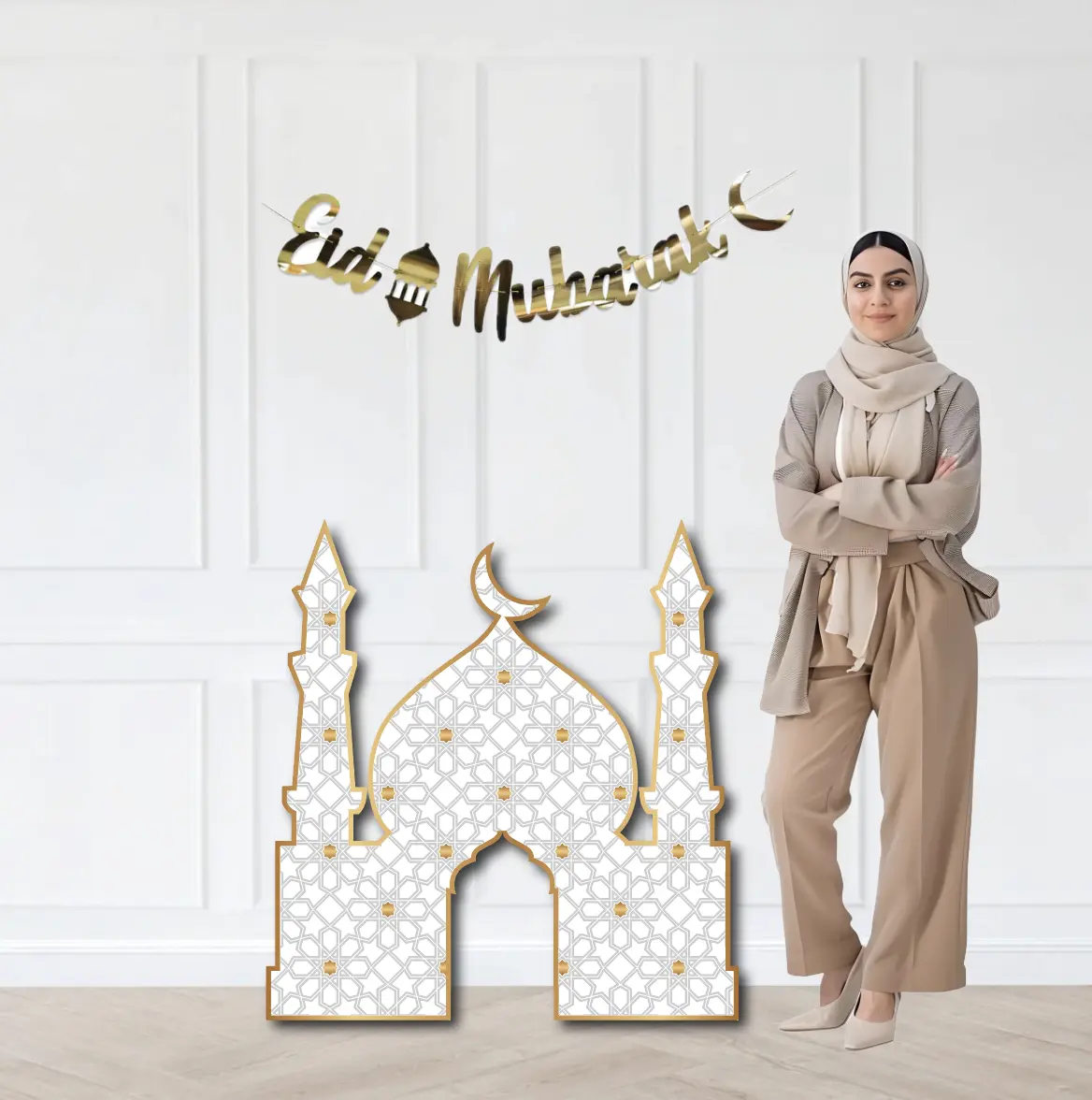 Gold  Pattern Eid Ramadan Umrah Decoration Mosque Cutout