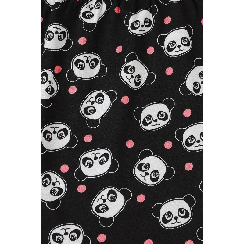 Girls Panda 'Barely Awake' Short Cotton Pyjamas 5