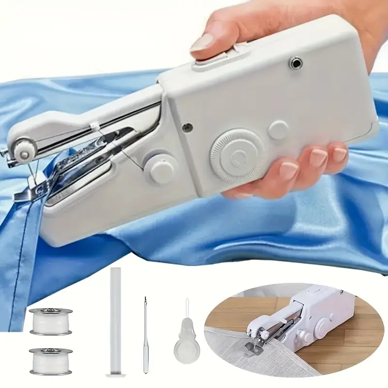 1pc Handheld Sewing Machine Mini Sewing Machines, Portable Sewing Machine Quick Handheld Stitch Tool For Fabric, Cloth, Clothing (battery Not Included, Self-prepared 4 AAA Batteries) 0
