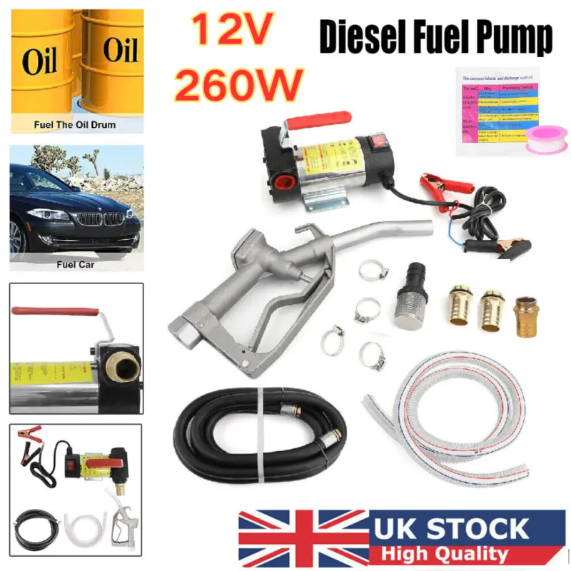 12V ELECTRIC DIESEL FUEL TRANSFER PUMP OIL DISPENSER 45L/MIN FUEL EXTRACTOR SET