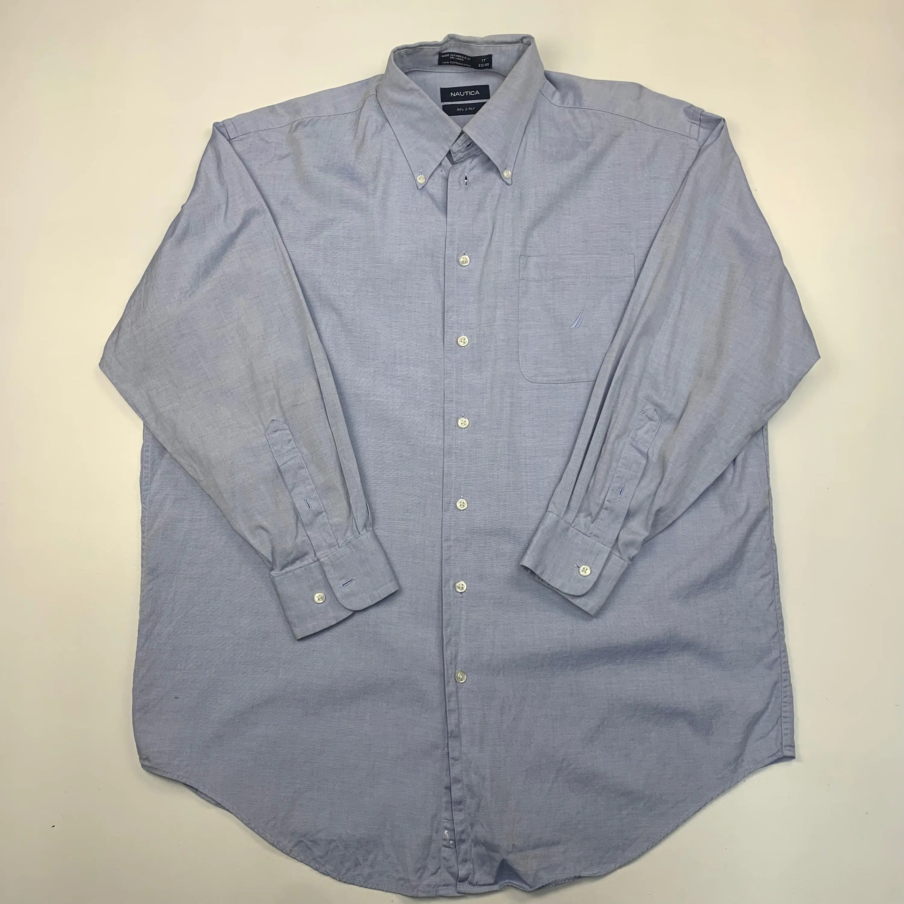 Nautica Formal Blue Shirt, 17, 32/33 (2XL)