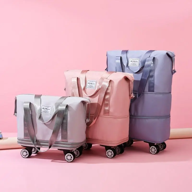 [Delivered within 3-4 days] New wheeled travel bag storage large capacity dry and wet separation extended double-layer luggage handbag extra large maternity bag gym work 0