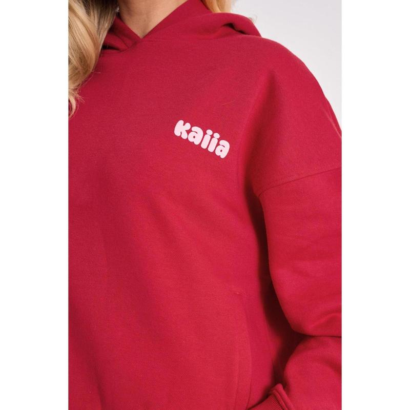 Kaiia Studio Cherry Graphic Oversized Hoodie Red & Pink 3
