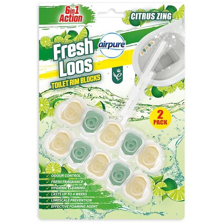 Product Introduction of Airpure   Fresh Loos Toilet Rim Blocks CASE DEAL (12 x 2 Pack) Citrus Zing, Fresh Flowers, Ocean Fresh | Total 24 Rim Blocks! | Fast & Free Shipping 13