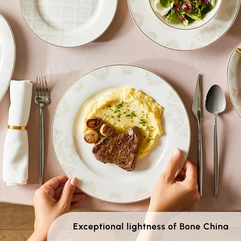 Karaca Siena 53-Piece Bone China Dinner Set for 12 People, Gold 8