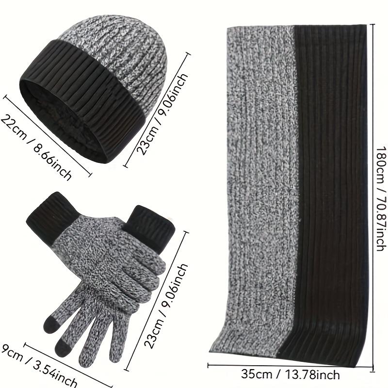 Vintage Style Knitted Winter Set, 3-in-1 Polyester Scarf, Beanie, and Touch Screen Gloves Bundle for Ski and Outdoor Activities - Thick, Warm Knitting Composition for Cold Weather 3