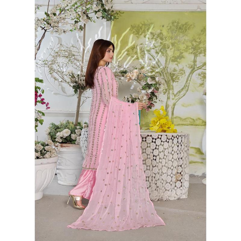 HK260 Zilla - Pink Readymade Chiffon Suit 1