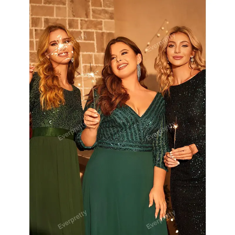 EVER-PRETTY Contrast Sequin Bodice Chiffon Prom Evening Dress, Formal Gown, For Wedding Guest, Graduation, Dinner 6
