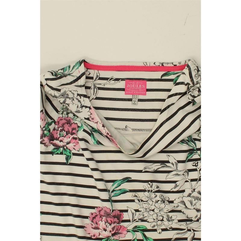 Pre-Owned Vintage JULES Womens Graphic Top 3/4 Sleeve UK 16 Large  White Floral Cotton 4