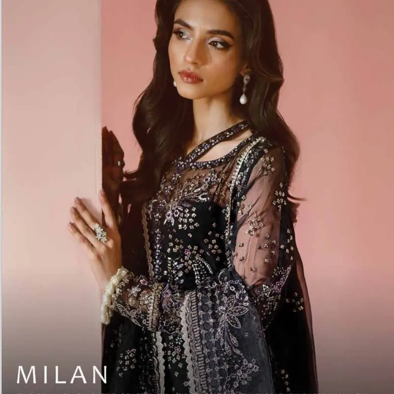 LUMINARA Luxury Festive Collection by Afrozeh - Elegant Women's Embroidered Outfit with Sharara Trousers and Dupatta - Organza, Elegance 1