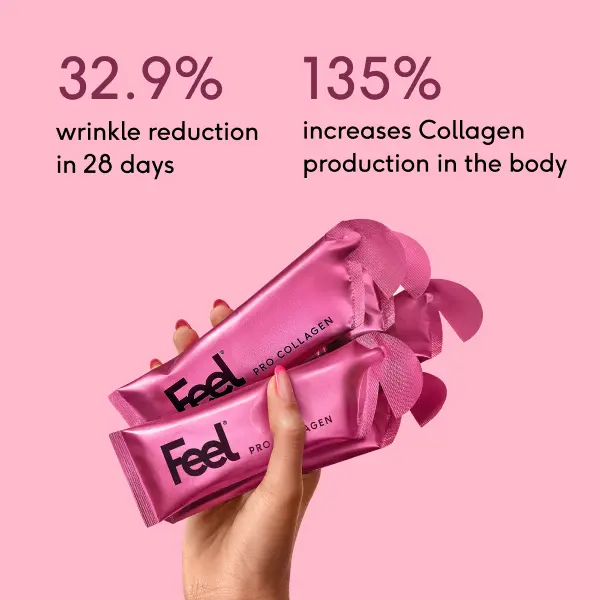 Feel Pro Collagen Gels - Cherry, Vegan, Anti-Wrinkle, Skin, Hair, Nails (30 sachets) 2