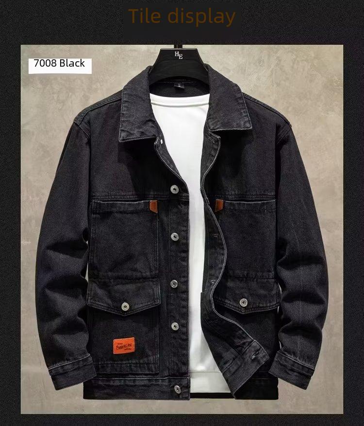 Product Introduction of Men's Loose-fit Trendy Denim Jacket Autumn 2024 New Style Workwear Jacket Regular Length 28