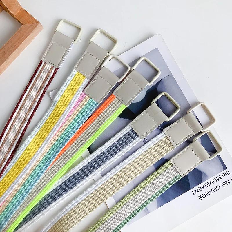 Student Canvas Belt Casual Waistband with Rainbow Nylon Belt Outdoor Girl Belts Jeans Belt Waist Strap Cute Cloth Accessories 5