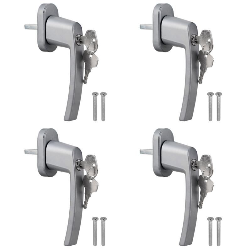 Product Introduction of 4Pcs Window Handle Key Locking Silver Universal Aluminum Double Glazing Fitting 16