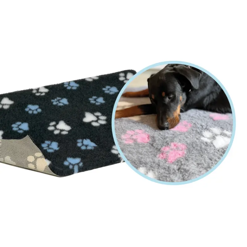 Pet Life - Vet Bed - Charcoal with Blue and White Paws 1