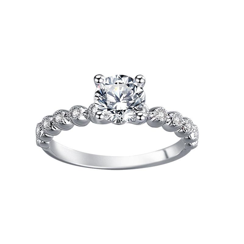 【#124】925 Sterling Silver Four Claw 1CT Moissanite Ring 0