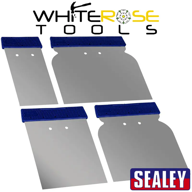 Sealey Body Filler Applicator Spreader Set 4 Piece Stainless Steel 0